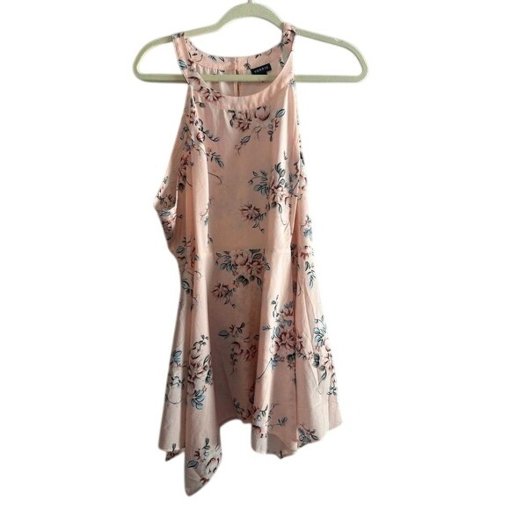 Torrid Size 2 Pink Floral Print Halter Top Sleeveless Casual‎ Blouse